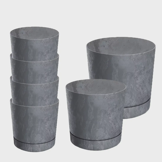 6er Übertopfset 1L 1M 4S Modern Dunkel Grau