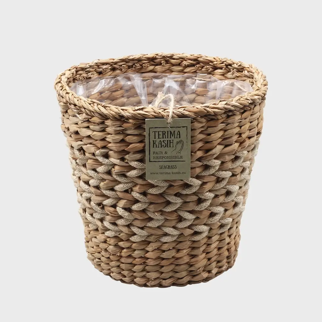 Seegraskorb Natur Jute Weiß 32cm – Green Me Up