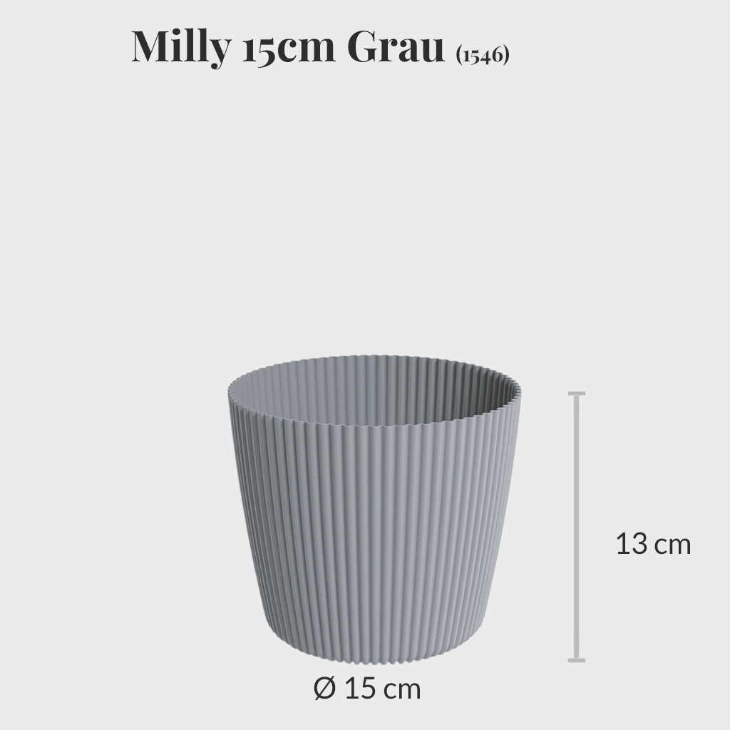 4er Übertopfset 2L 2S Milly Anthrazit-Grau
