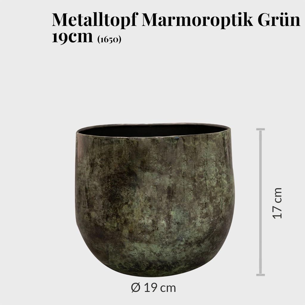 Metalltopf Marmoroptik Grün 19cm