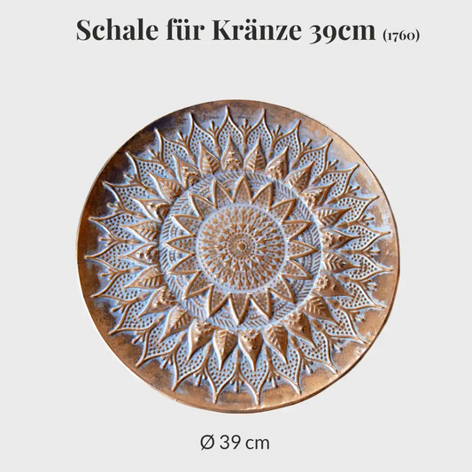 Metallschale Gold für Kränze, 39cm, Dekoration, Teller für Pflanzen, Unterschale, Bronze