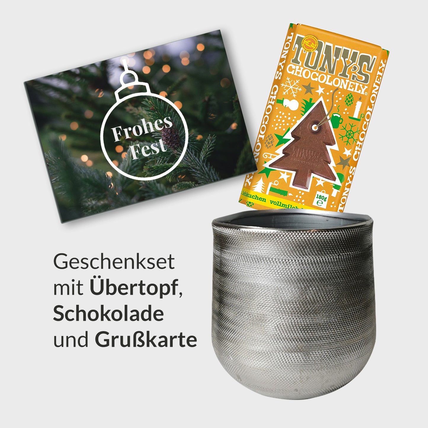 Geschenkset Weihnachtsstern im Metalltopf