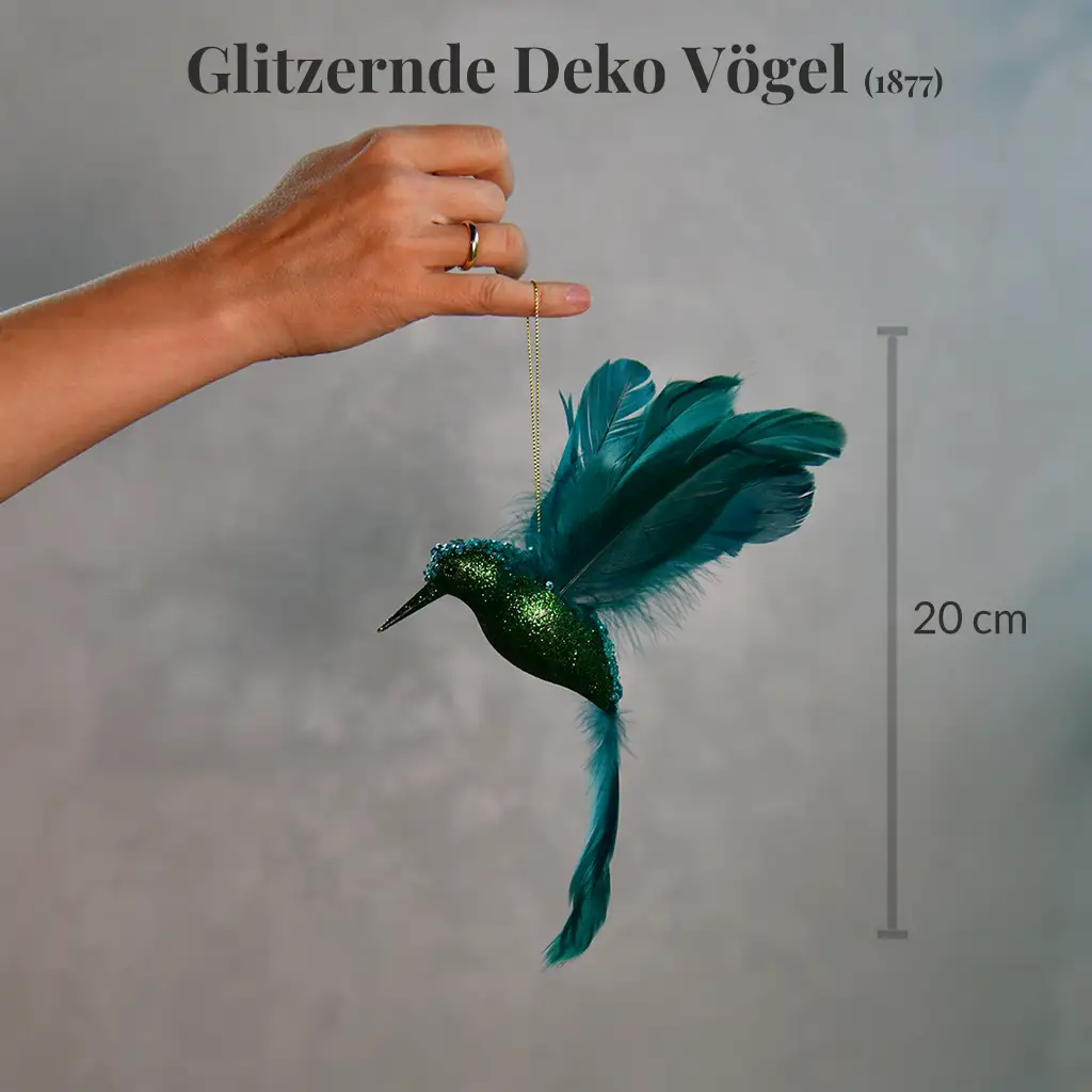 3er Set Glitzernde Deko Vögel