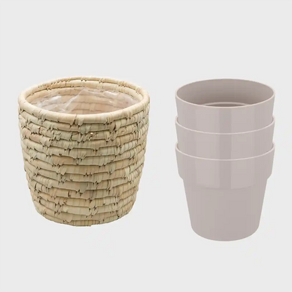 4er Übertopfset 1M 3S Warmes Grau