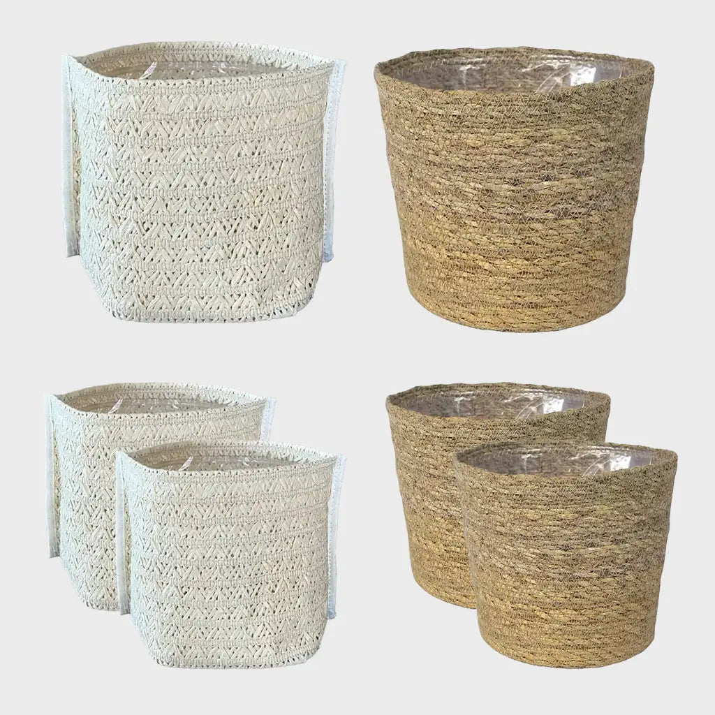 6er Übertopfset 2L 4S Beige Seegras Natur