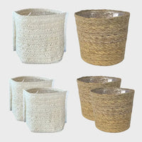 6er Übertopfset 2L 4S Beige Seegras Natur