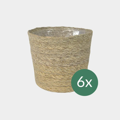 6er Übertopfset 6S Seegraskorb 14cm