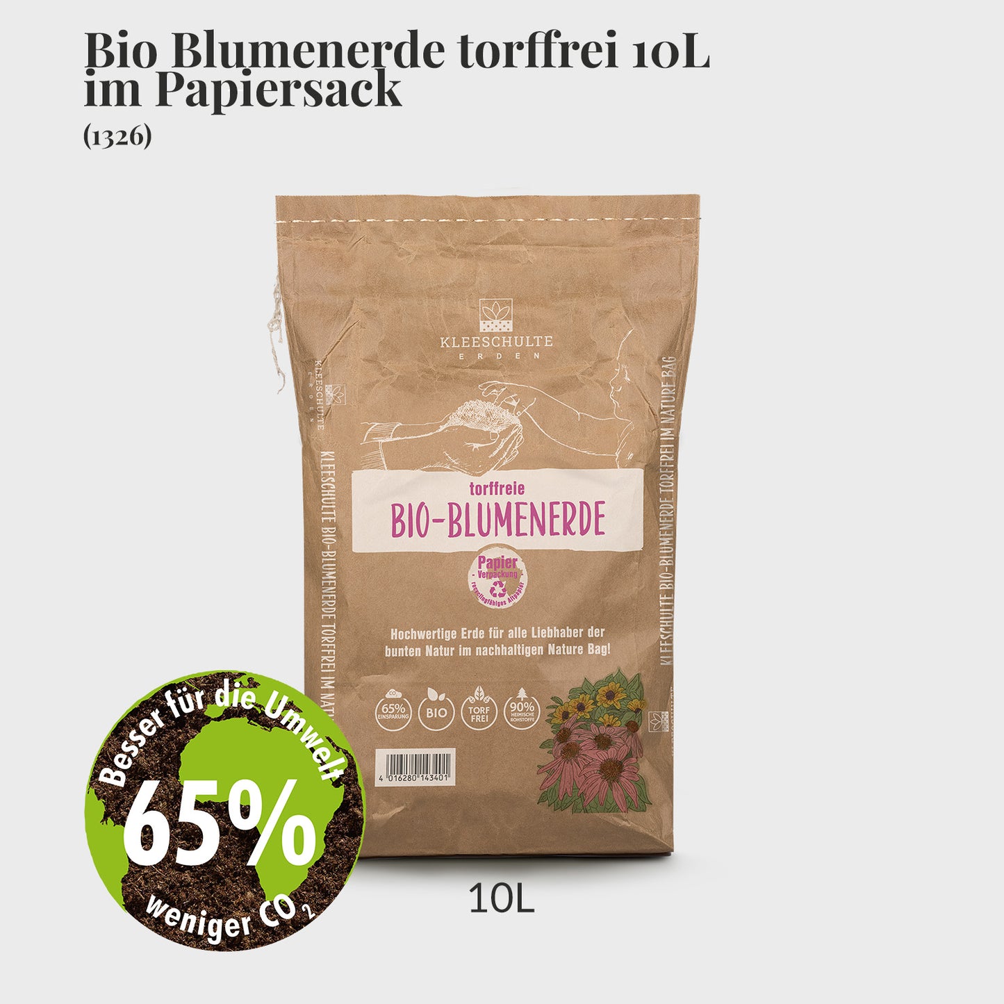Bio Blumenerde Torffrei 10L im Papiersack