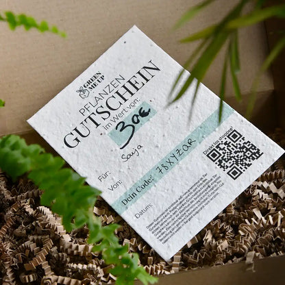 Geschenk Gutschein aus Samenpapier