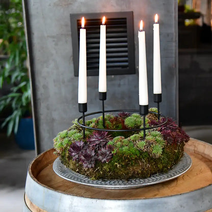 Kerzenhalter Ring Adventskranz 25cm Schwarz mit Kerzen