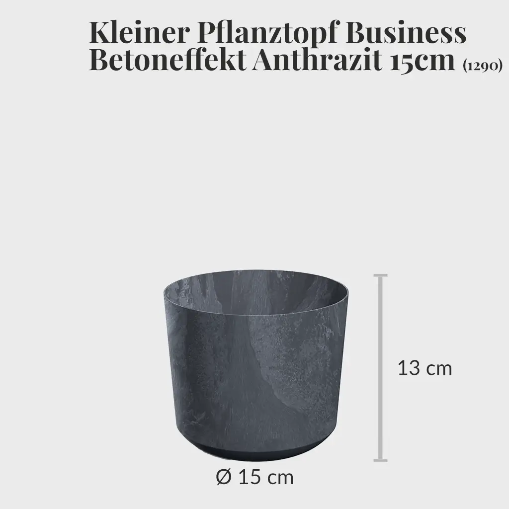 Übertopf in Betonoptik Anthrazit aus recyceltem Kunststoff