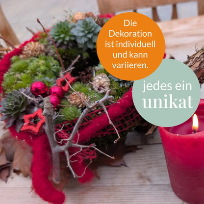 Lebender Dekokranz Weihnachten Rot Ø 25cm