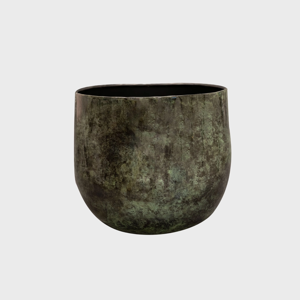 Metalltopf Marmoroptik Grün 19cm