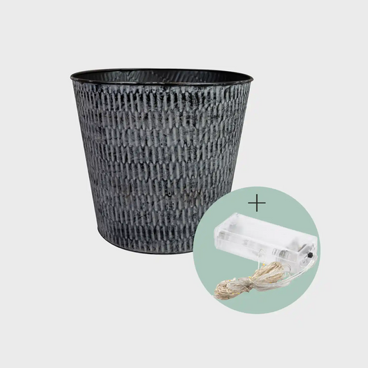 Metalltopf Outdoor 23cm mit Lichterkette 40LED