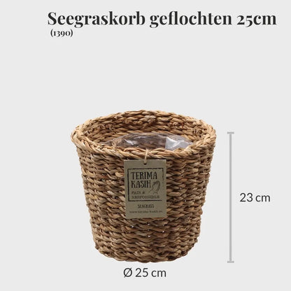 Seegraskorb Geflochten 25cm mit Lichterkette 100LED