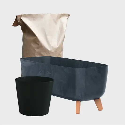 3er Übertopfset Hydro Sideboard Betoneffekt und Pflanztopf 15cm