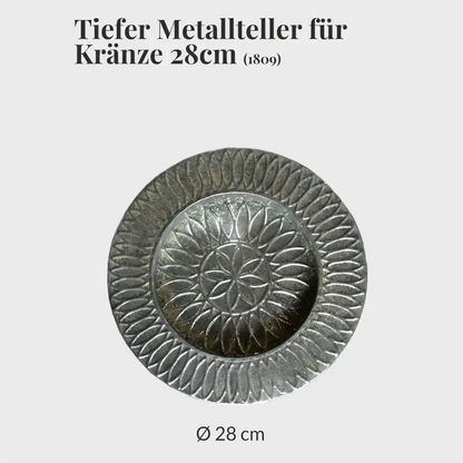 Tiefer Metallteller für Kränze 28cm