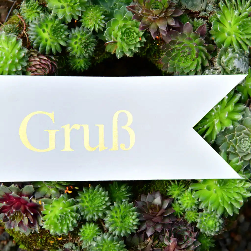 Schleife für den Trauerkranz in Creme mit goldener Schrift