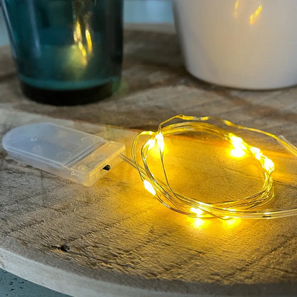 Lichterkette 10LED (Warmweiß) Gold mit Batteriefach