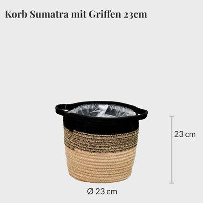 Bastkorb mit Griffen Natur-Schwarz 23cm