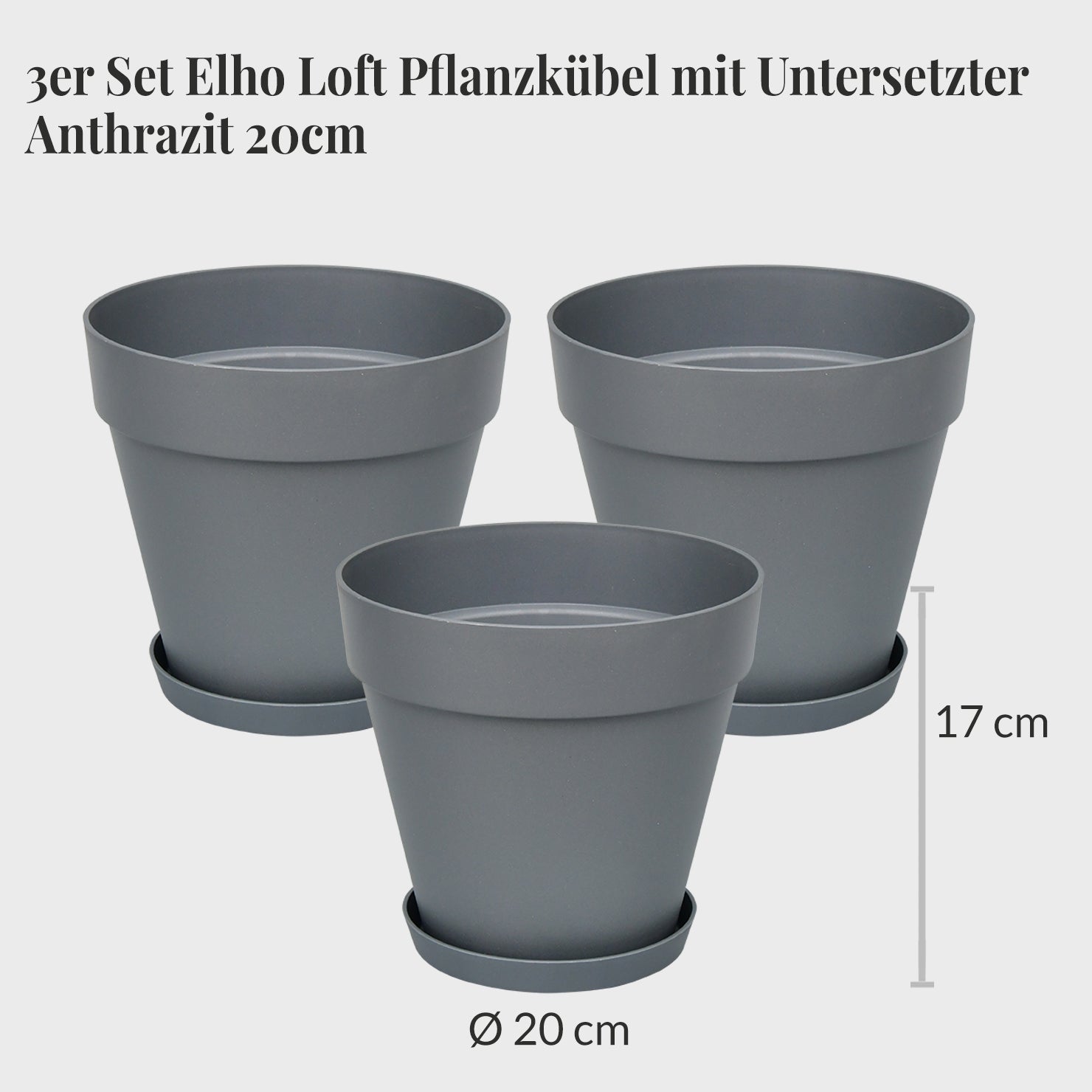 LIVLIG Pflanzkübel 3er Set Anthrazit - Verzinkte Übertöpfe 25/31/40cm